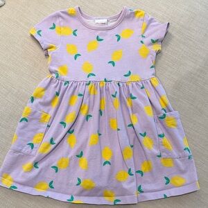 Hanna Andersson Purple Dress with Yellow Lemon Print
